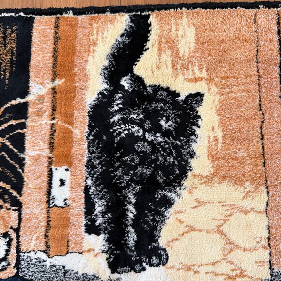 Vintage Tapestry 37 x 20 Cat Jack Russell Dog Puppies Plush Wall Hanging Rug - Picture 4 of 11